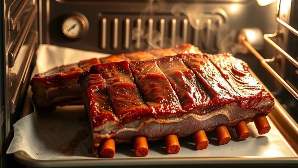 Tjocka revben i ugn rätt temperatur och tid